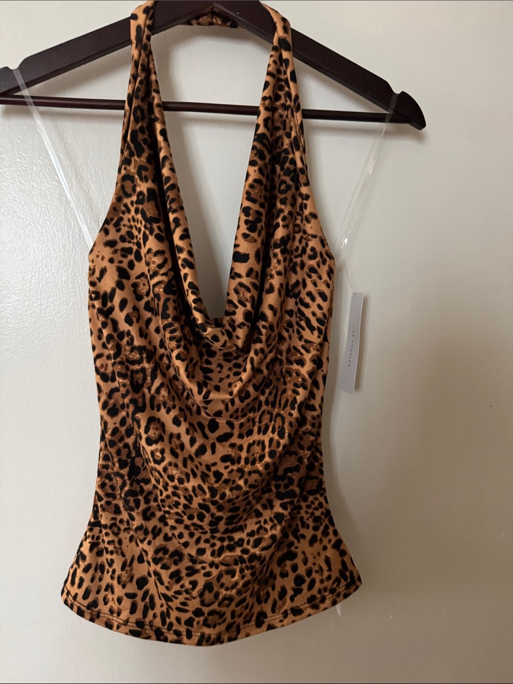 Timing Leopard-Print Halter Cowl Neck Tank Top - Brown/Black